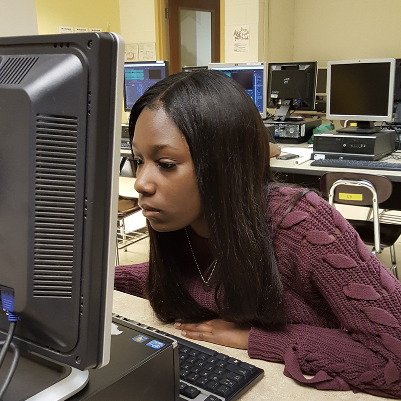 student at computer